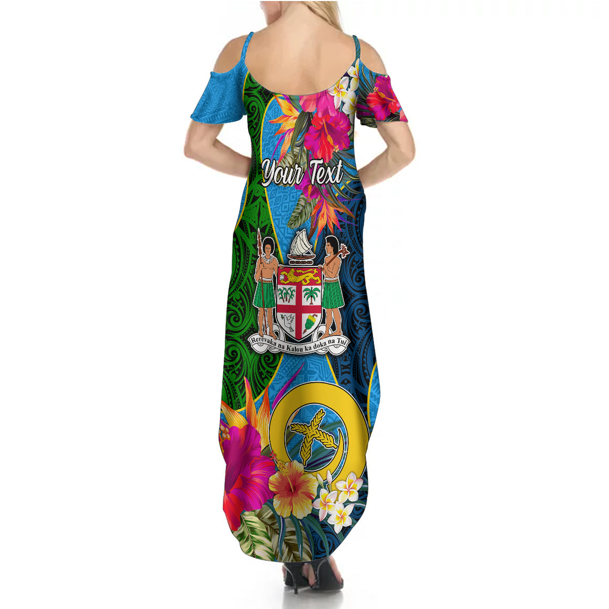 Personalised Malampa Fiji Day Summer Maxi Dress Tropical Plants Mix Polynesian and Tapa Pattern LT03 - Polynesian Pride