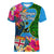 Personalised Malampa Fiji Day Women V Neck T Shirt Tropical Plants Mix Polynesian and Tapa Pattern LT03 Female Blue - Polynesian Pride