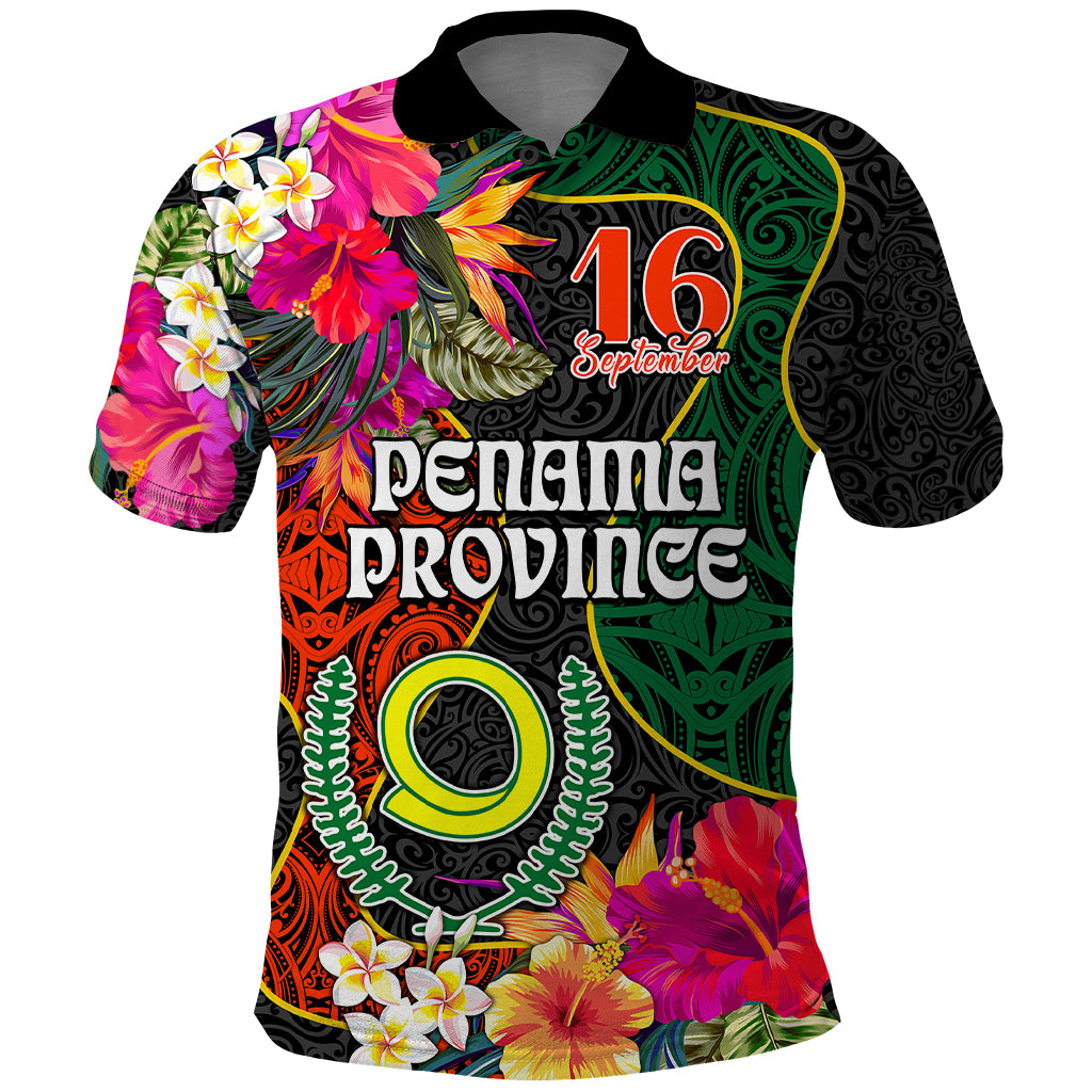 Penama Day Polo Shirt Proud To Be A Ni-Van Beauty Pacific Flower LT03 Black - Polynesian Pride