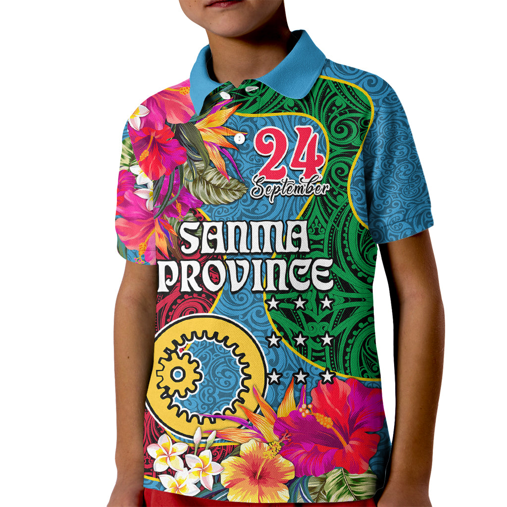 Sanma Day Kid Polo Shirt Proud To Be A Ni-Van Beauty Pacific Flower LT03 Kid Blue - Polynesian Pride