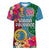 Sanma Day Women V Neck T Shirt Proud To Be A Ni-Van Beauty Pacific Flower LT03 Female Blue - Polynesian Pride