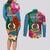 Personalised Sanma Day Couples Matching Long Sleeve Bodycon Dress and Long Sleeve Button Shirts Proud To Be A Ni-Van Beauty Pacific Flower LT03 - Polynesian Pride