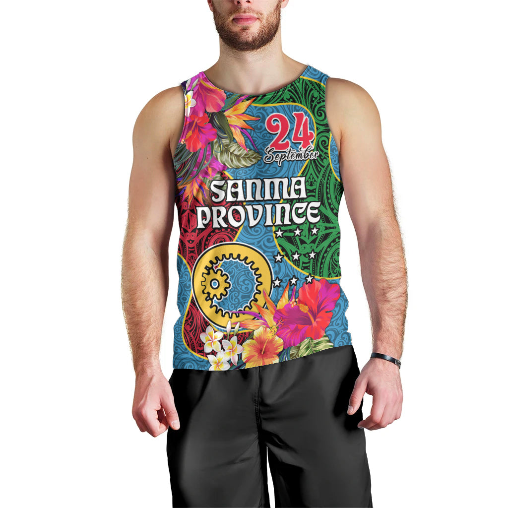 Personalised Sanma Day Men Tank Top Proud To Be A Ni-Van Beauty Pacific Flower LT03 - Polynesian Pride