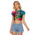 Personalised Sanma Day Raglan Cropped T Shirt Proud To Be A Ni-Van Beauty Pacific Flower LT03 Female Blue - Polynesian Pride