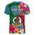 Personalised Sanma Day Women V Neck T Shirt Proud To Be A Ni-Van Beauty Pacific Flower LT03 - Polynesian Pride