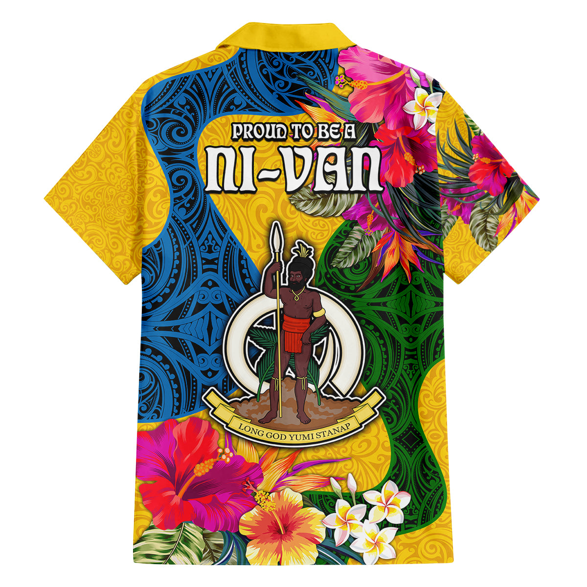 Malampa Day Family Matching Off Shoulder Short Dress and Hawaiian Shirt Proud To Be A Ni-Van Beauty Pacific Flower LT03 - Polynesian Pride
