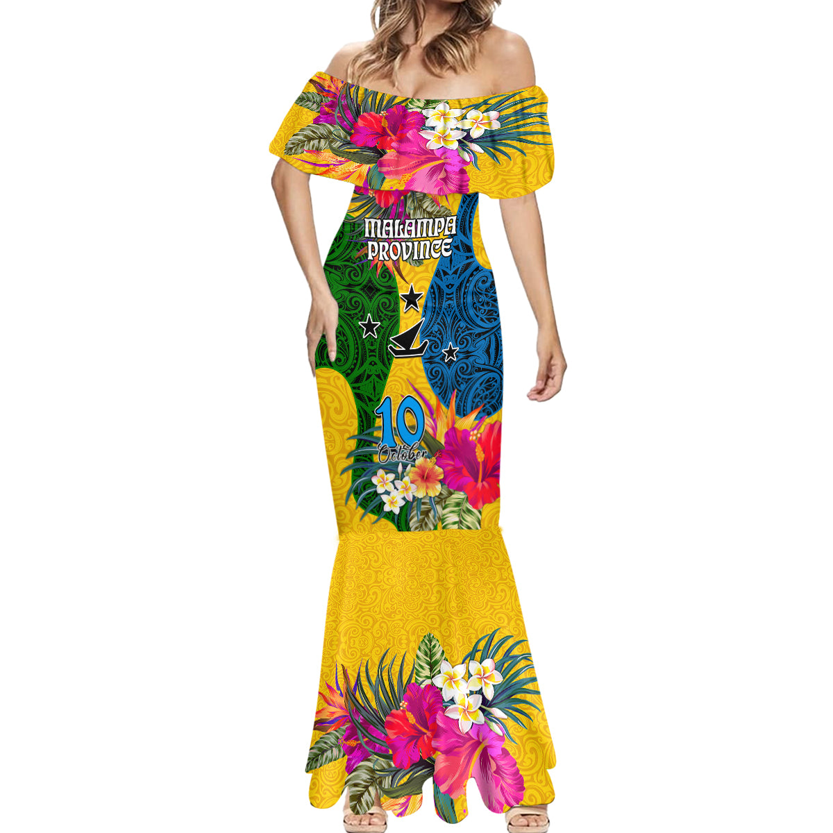 Malampa Day Mermaid Dress Proud To Be A Ni-Van Beauty Pacific Flower LT03 - Polynesian Pride
