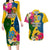 Personalised Malampa Day Couples Matching Long Sleeve Bodycon Dress and Hawaiian Shirt Proud To Be A Ni-Van Beauty Pacific Flower LT03 Yellow - Polynesian Pride