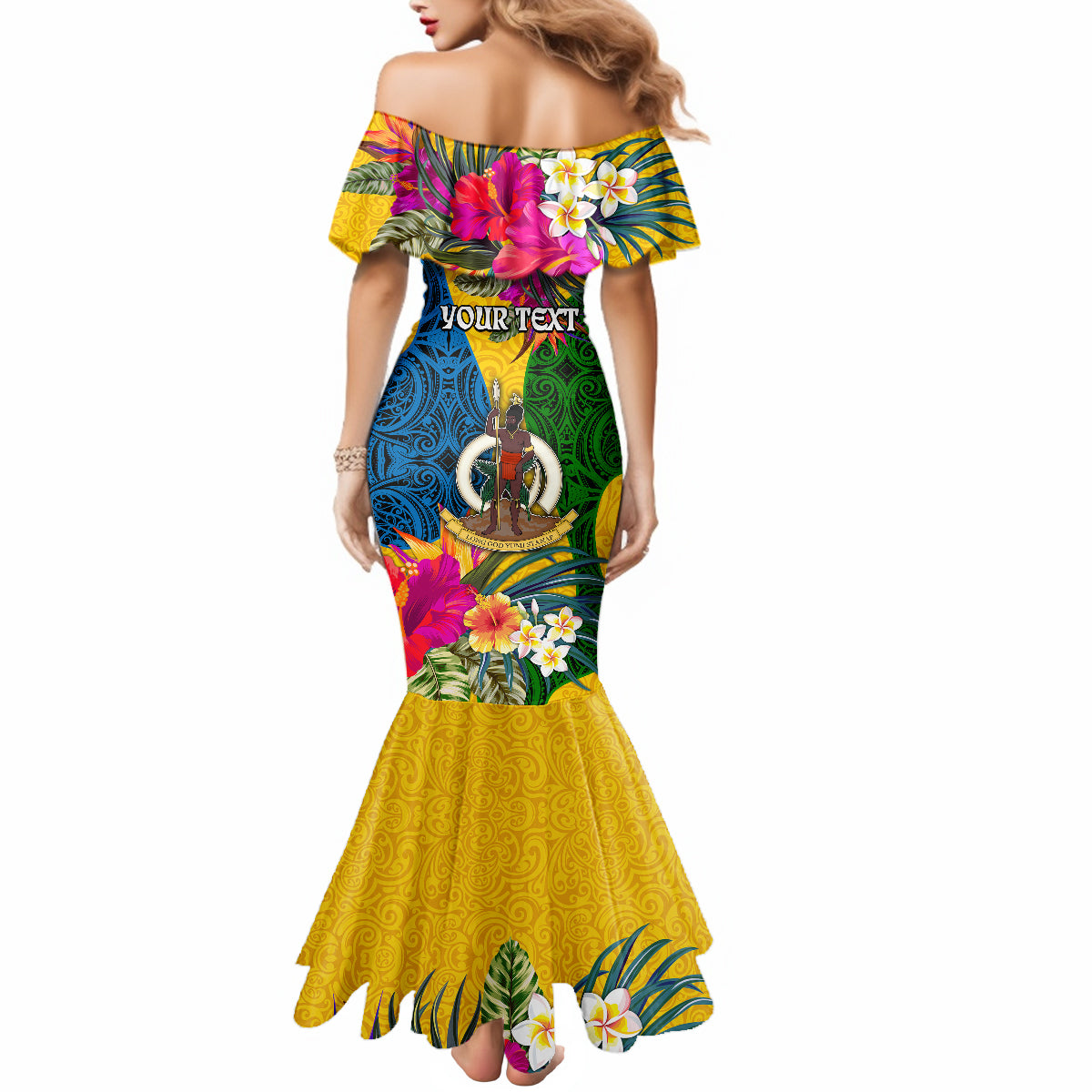 Personalised Malampa Day Mermaid Dress Proud To Be A Ni-Van Beauty Pacific Flower LT03 - Polynesian Pride