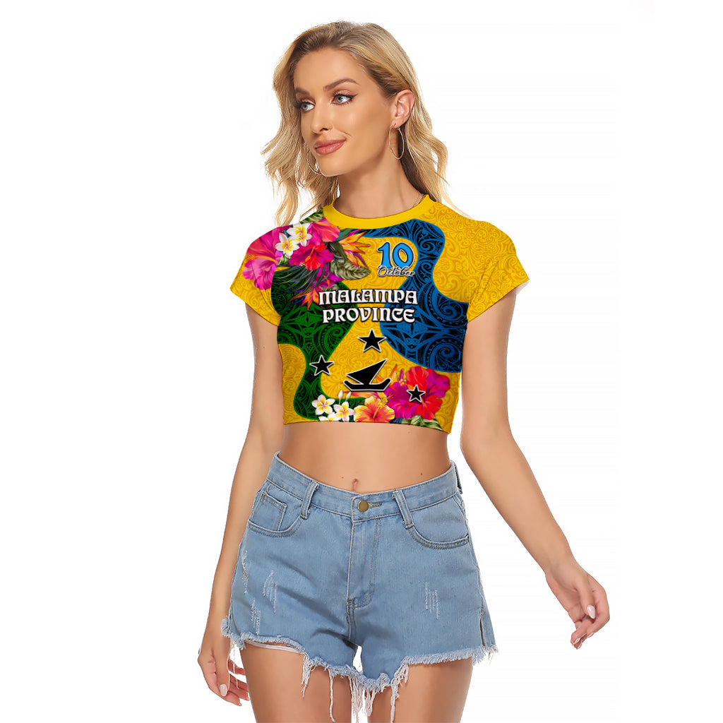 Personalised Malampa Day Raglan Cropped T Shirt Proud To Be A Ni-Van Beauty Pacific Flower LT03 Female Yellow - Polynesian Pride