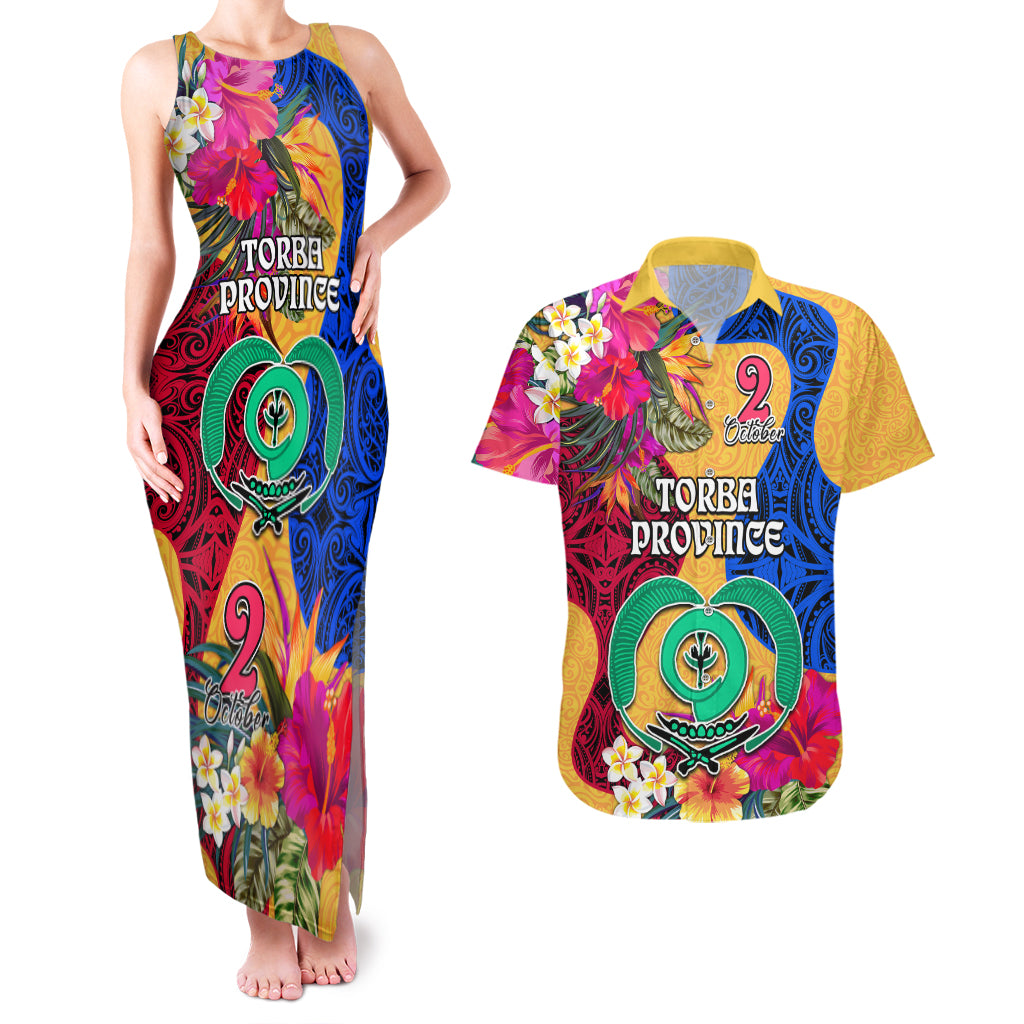 Personalised Torba Day Couples Matching Tank Maxi Dress and Hawaiian Shirt Proud To Be A Ni-Van Beauty Pacific Flower LT03 Yellow - Polynesian Pride