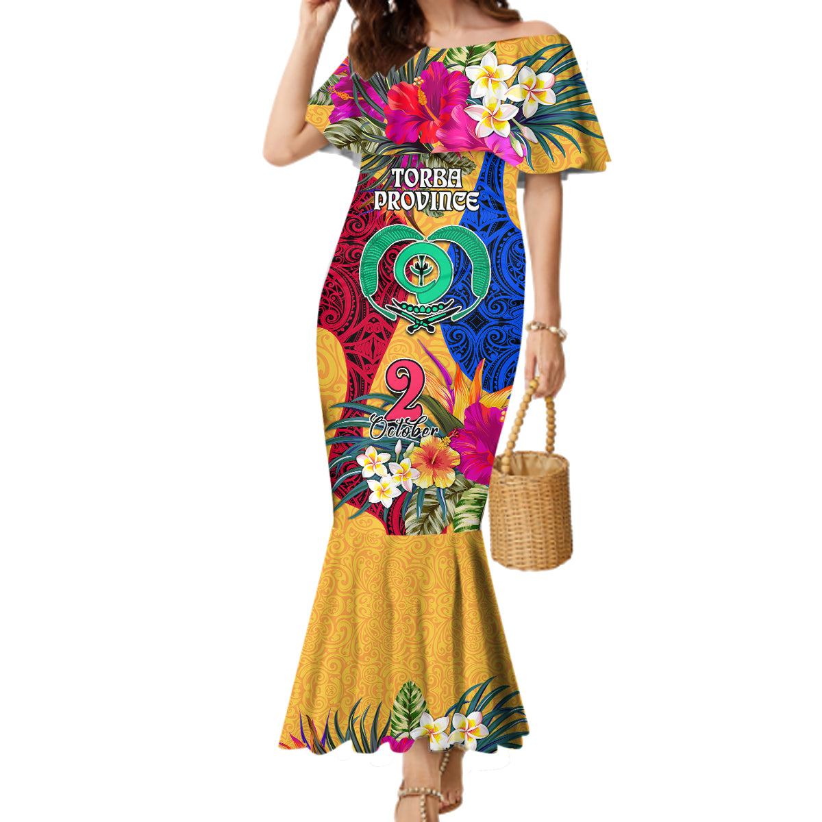 Personalised Torba Day Family Matching Mermaid Dress and Hawaiian Shirt Proud To Be A Ni-Van Beauty Pacific Flower LT03 - Polynesian Pride