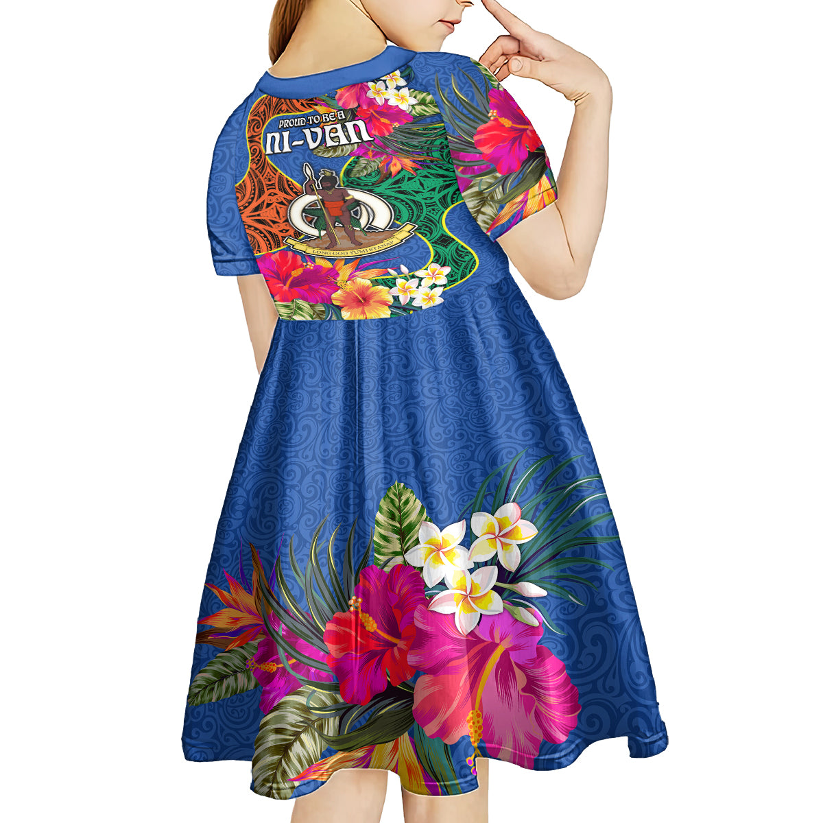 Tafea Day Kid Short Sleeve Dress Proud To Be A Ni-Van Beauty Pacific Flower LT03 - Polynesian Pride