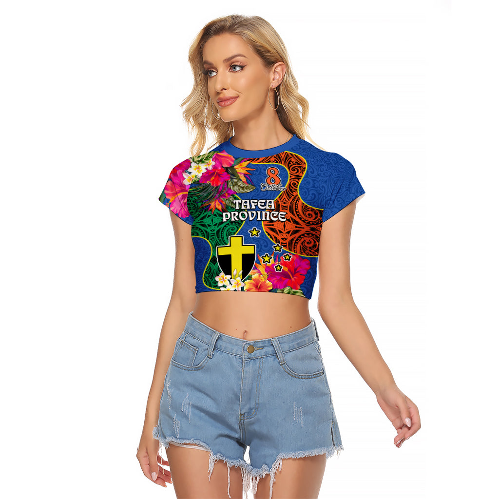 Tafea Day Raglan Cropped T Shirt Proud To Be A Ni-Van Beauty Pacific Flower LT03 Female Blue - Polynesian Pride