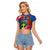 Tafea Day Raglan Cropped T Shirt Proud To Be A Ni-Van Beauty Pacific Flower LT03 Female Blue - Polynesian Pride