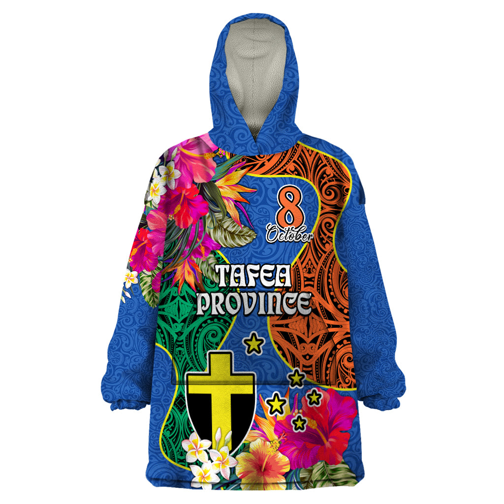 Tafea Day Wearable Blanket Hoodie Proud To Be A Ni-Van Beauty Pacific Flower LT03 One Size Blue - Polynesian Pride