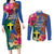 Personalised Tafea Day Couples Matching Long Sleeve Bodycon Dress and Long Sleeve Button Shirts Proud To Be A Ni-Van Beauty Pacific Flower LT03 Blue - Polynesian Pride