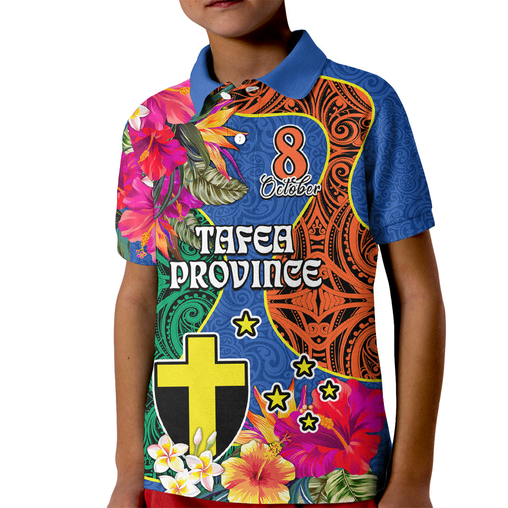 Personalised Tafea Day Kid Polo Shirt Proud To Be A Ni-Van Beauty Pacific Flower LT03 Kid Blue - Polynesian Pride