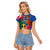 Personalised Tafea Day Raglan Cropped T Shirt Proud To Be A Ni-Van Beauty Pacific Flower LT03 Female Blue - Polynesian Pride