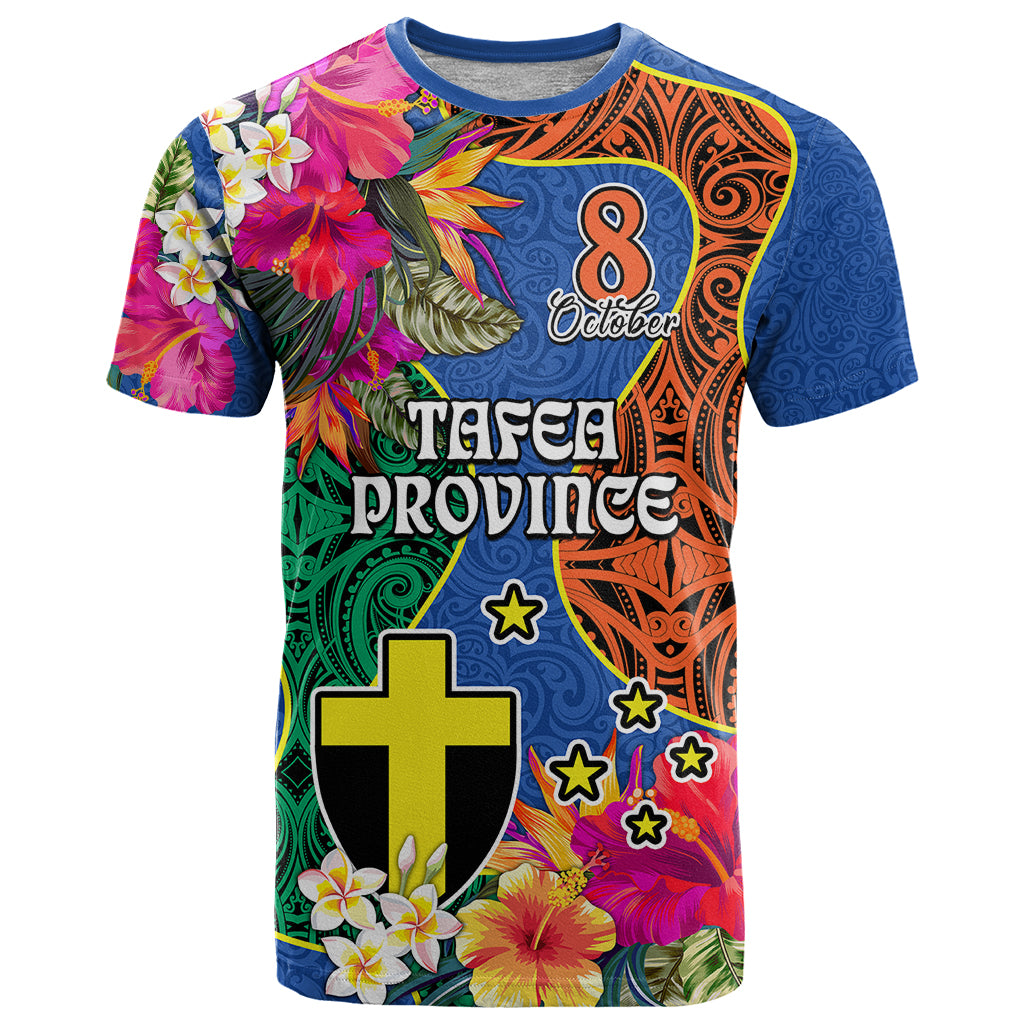 Personalised Tafea Day T Shirt Proud To Be A Ni-Van Beauty Pacific Flower LT03 Blue - Polynesian Pride
