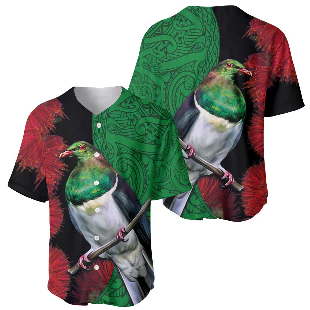 New Zealand Kereru And Pohutukawa Baseball Jersey Maori Tribal Tattoo