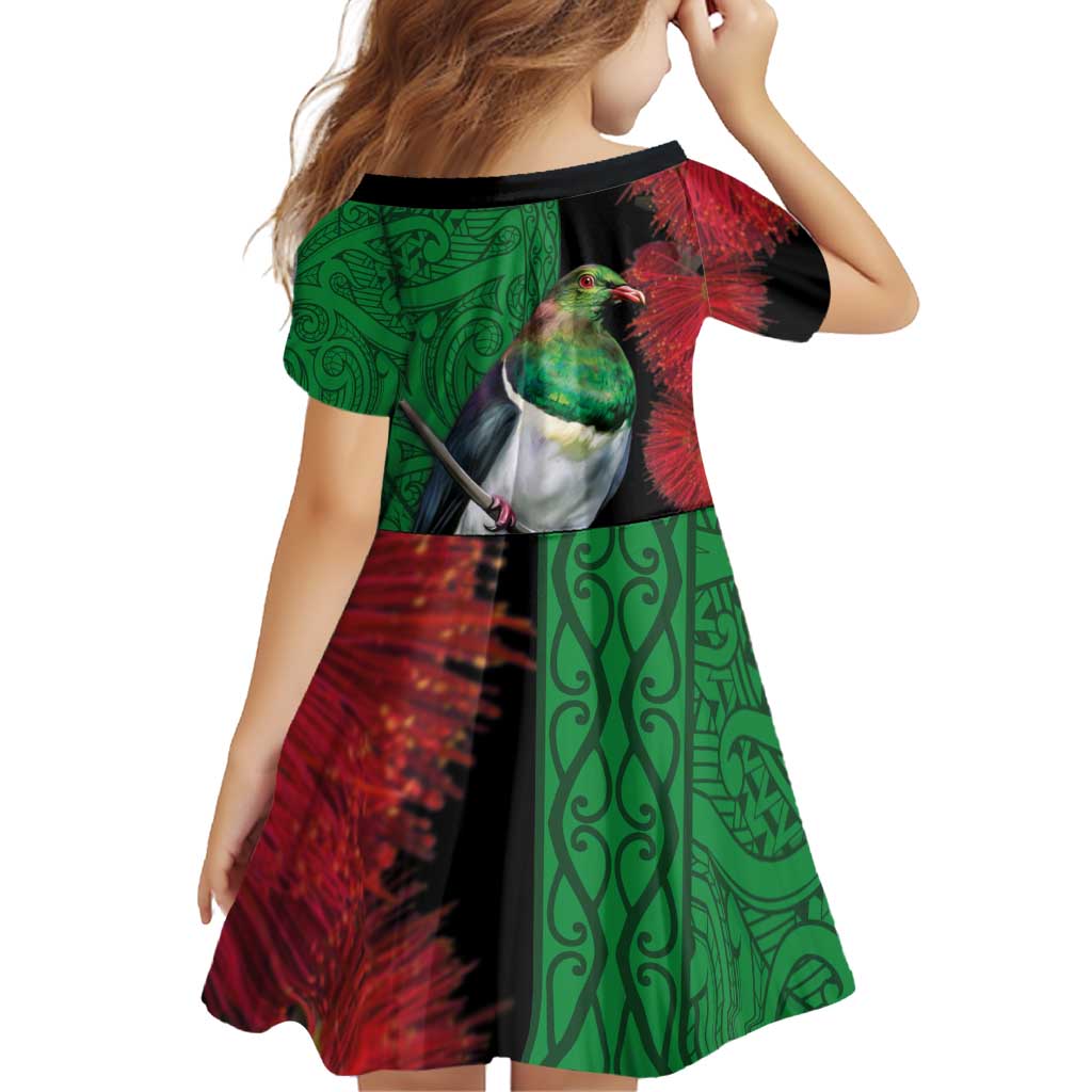 New Zealand Kereru And Pohutukawa Family Matching Puletasi and Hawaiian Shirt Maori Tribal Tattoo LT03 - Polynesian Pride
