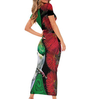 New Zealand Kereru And Pohutukawa Family Matching Short Sleeve Bodycon Dress and Hawaiian Shirt Maori Tribal Tattoo LT03 - Polynesian Pride