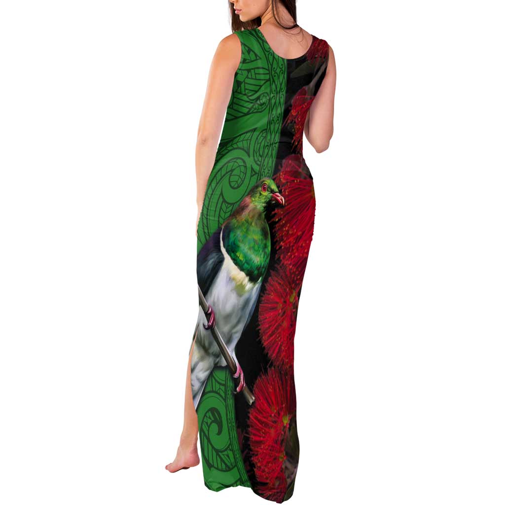 New Zealand Kereru And Pohutukawa Tank Maxi Dress Maori Tribal Tattoo