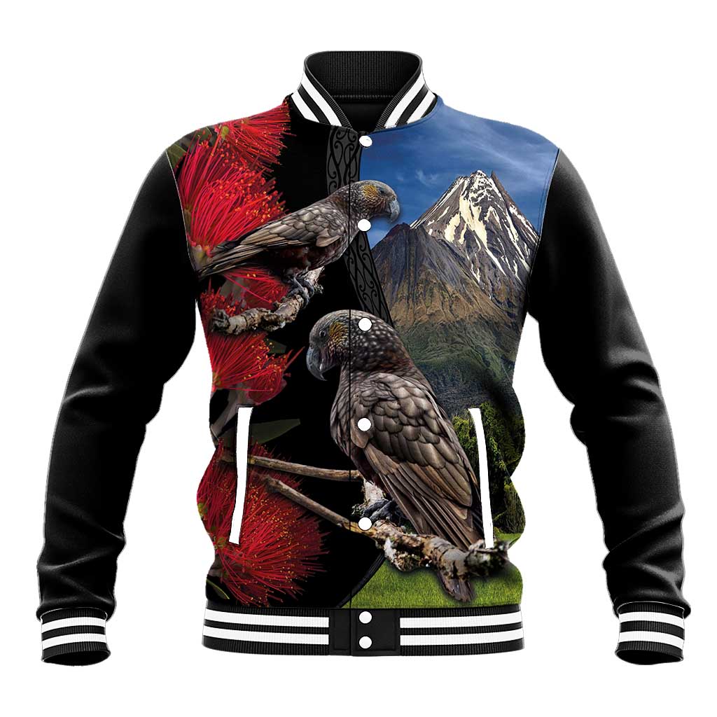 New Zealand Kea And Pohutukawa Baseball Jacket With The Mountain Landscape