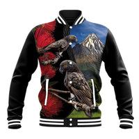 New Zealand Kea And Pohutukawa Baseball Jacket With The Mountain Landscape