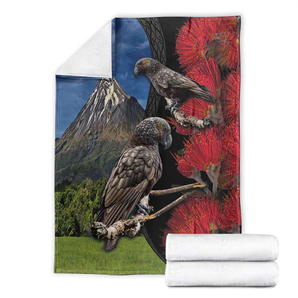 New Zealand Kea And Pohutukawa Blanket With The Mountain Landscape