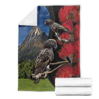 New Zealand Kea And Pohutukawa Blanket With The Mountain Landscape