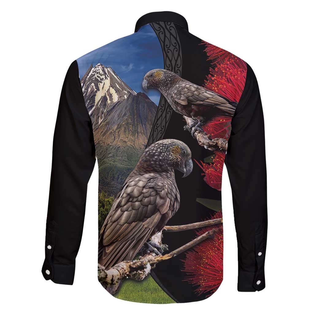 New Zealand Kea And Pohutukawa Family Matching Long Sleeve Bodycon Dress and Hawaiian Shirt With The Mountain Landscape LT03 - Polynesian Pride