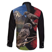 New Zealand Kea And Pohutukawa Family Matching Long Sleeve Bodycon Dress and Hawaiian Shirt With The Mountain Landscape LT03 - Polynesian Pride