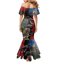 New Zealand Kea And Pohutukawa Family Matching Mermaid Dress and Hawaiian Shirt With The Mountain Landscape LT03 - Polynesian Pride