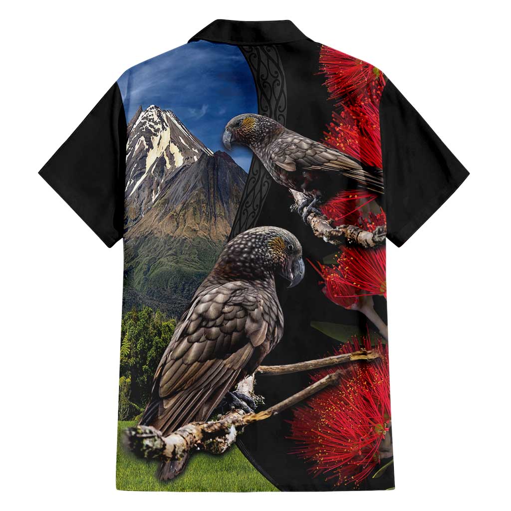New Zealand Kea And Pohutukawa Family Matching Short Sleeve Bodycon Dress and Hawaiian Shirt With The Mountain Landscape LT03 - Polynesian Pride