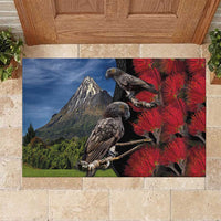 New Zealand Kea And Pohutukawa Rubber Doormat With The Mountain Landscape