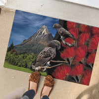 New Zealand Kea And Pohutukawa Rubber Doormat With The Mountain Landscape