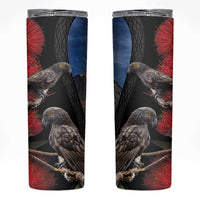 New Zealand Kea And Pohutukawa Skinny Tumbler With The Mountain Landscape
