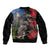 New Zealand Kea And Pohutukawa Sleeve Zip Bomber Jacket With The Mountain Landscape