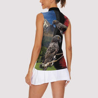 New Zealand Kea And Pohutukawa Women Sleeveless Polo Shirt With The Mountain Landscape LT03 - Polynesian Pride