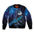 New Zealand Tui Bird Bomber Jacket The Pleiades Star Cluster and Koru Tribal Tattoo Galaxy Vibe