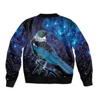 New Zealand Tui Bird Bomber Jacket The Pleiades Star Cluster and Koru Tribal Tattoo Galaxy Vibe LT03 - Polynesian Pride