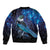 New Zealand Tui Bird Bomber Jacket The Pleiades Star Cluster and Koru Tribal Tattoo Galaxy Vibe