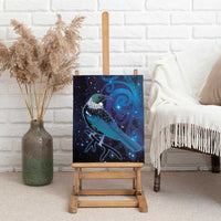 New Zealand Tui Bird Canvas Wall Art The Pleiades Star Cluster and Koru Tribal Tattoo Galaxy Vibe
