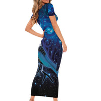 New Zealand Tui Bird Family Matching Short Sleeve Bodycon Dress and Hawaiian Shirt The Pleiades Star Cluster and Koru Tribal Tattoo Galaxy Vibe LT03 - Polynesian Pride