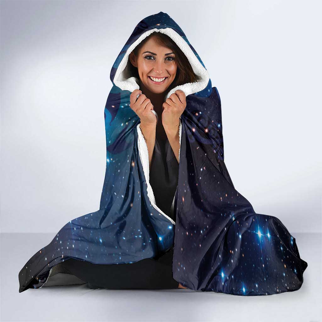 New Zealand Tui Bird Hooded Blanket The Pleiades Star Cluster and Koru Tribal Tattoo Galaxy Vibe LT03 - Polynesian Pride