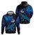 New Zealand Tui Bird Hoodie The Pleiades Star Cluster and Koru Tribal Tattoo Galaxy Vibe