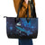 New Zealand Tui Bird Leather Tote Bag The Pleiades Star Cluster and Koru Tribal Tattoo Galaxy Vibe