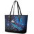 New Zealand Tui Bird Leather Tote Bag The Pleiades Star Cluster and Koru Tribal Tattoo Galaxy Vibe